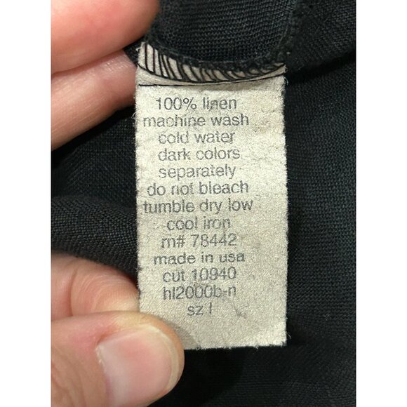 Allen Allen Linen Tiered A-Line Skirt Black Sz Large Drawstring Waist Summer - Picture 6 of 9